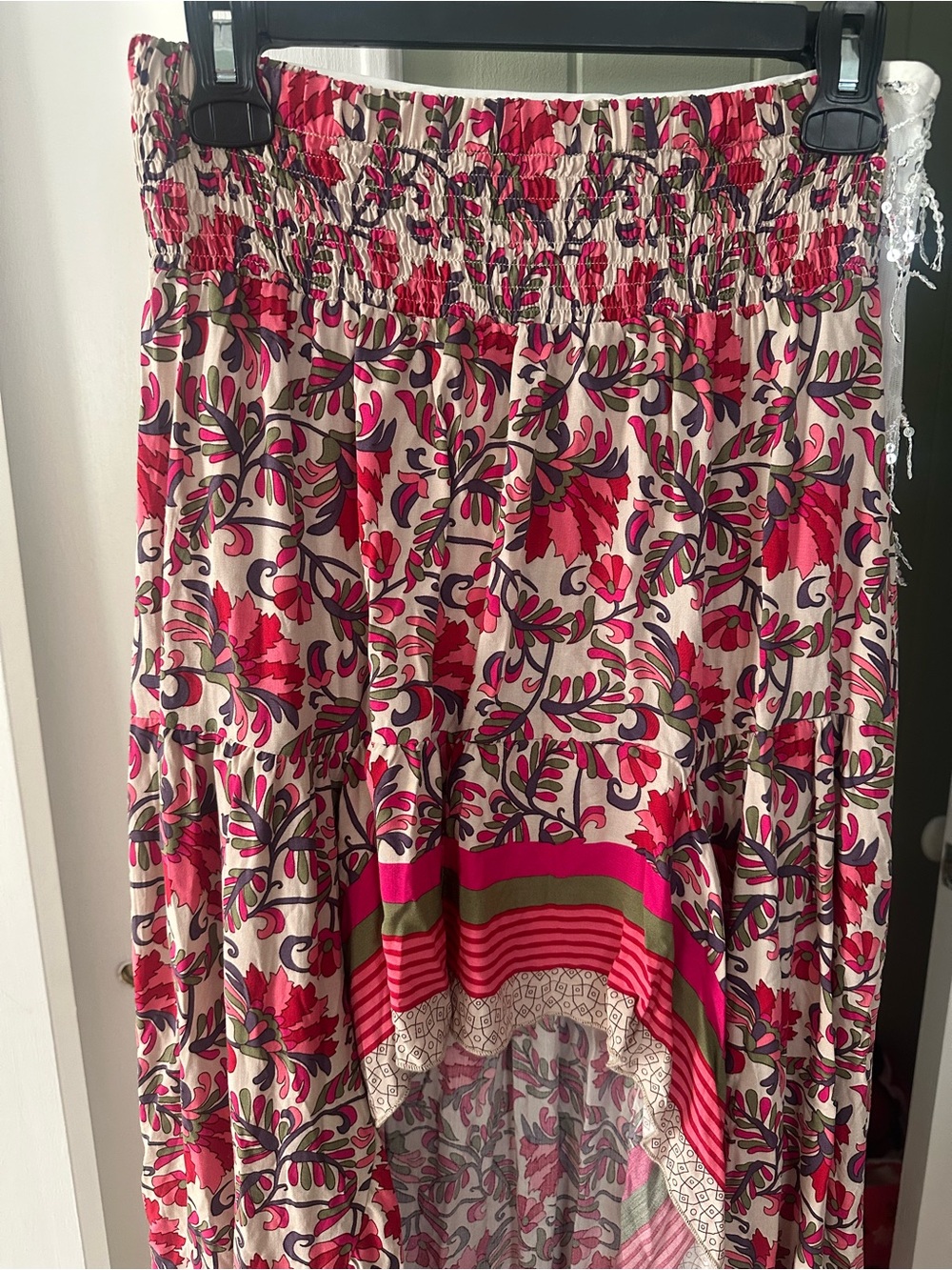 Bohemian Pink Floral High-Low Maxi Skirt - Picture 5 of 5